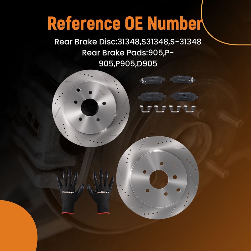Rear Brake Rotors + Ceramic Brake Pads for Infiniti M35H M37 M56 2011-2013 D905 gallery