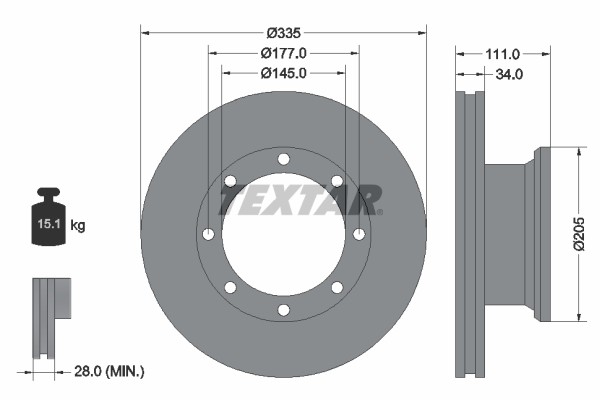 Textar 93102300 Brake Disc for Mercedes-Benz