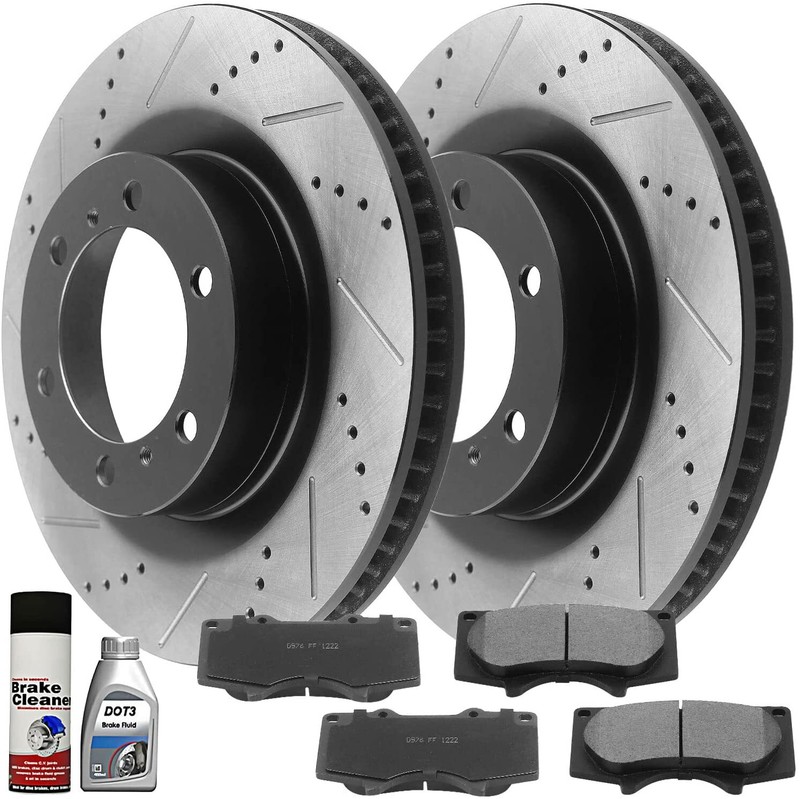 Front Brake Rotor & Pads Brake Cleaner for 2010-2020 Toyota 4Runner GX460 FL
