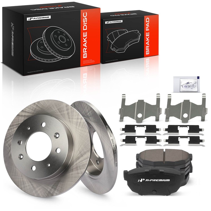 A-Premium Rear Side Disc Brake Rotors & Ceramic Pad for Kia Spectra 2004-2009