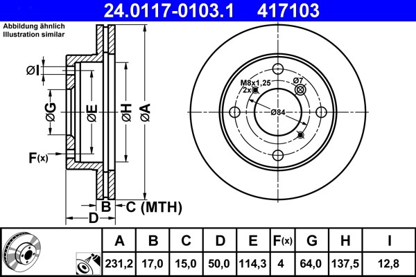 ATE 24.0117-0103.1 Brake Disc for Subaru, Suzuki gallery