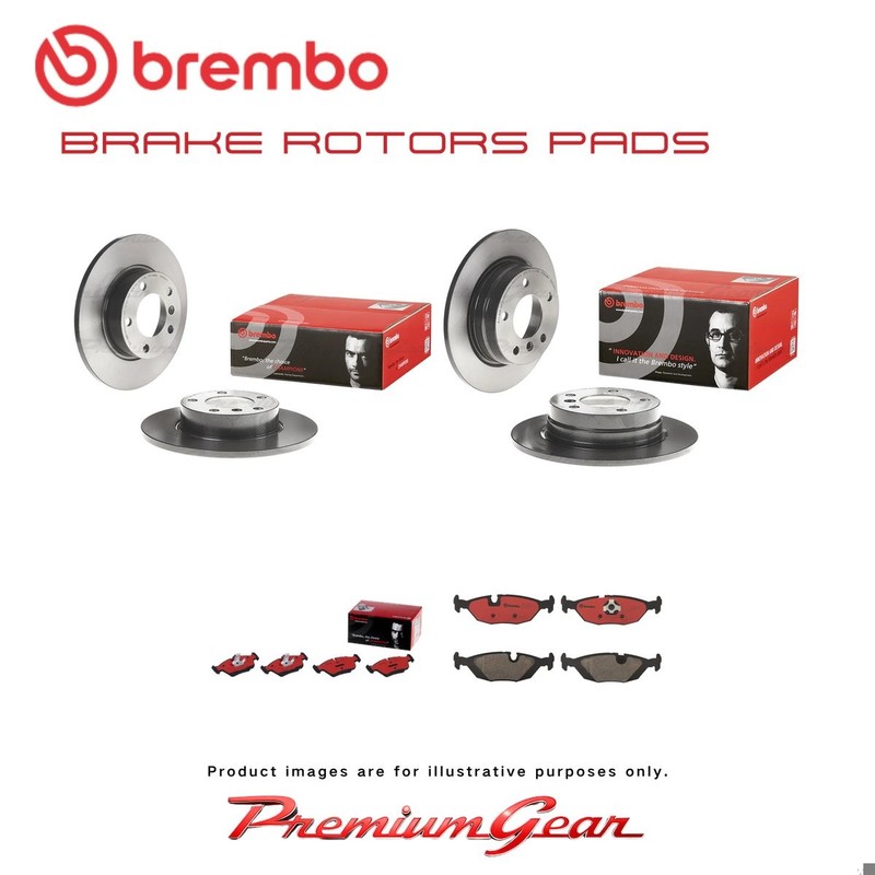 Front+Rear Brembo UV Coated Disc Rotors+NAO Pads for BMW 3 Series E30 87-98