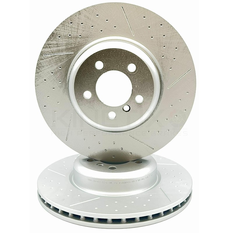 FOR BMW 340i M SPORT F30 DIMPLED GROOVED FRONT REAR BRAKE DISCS 370mm 345mm gallery