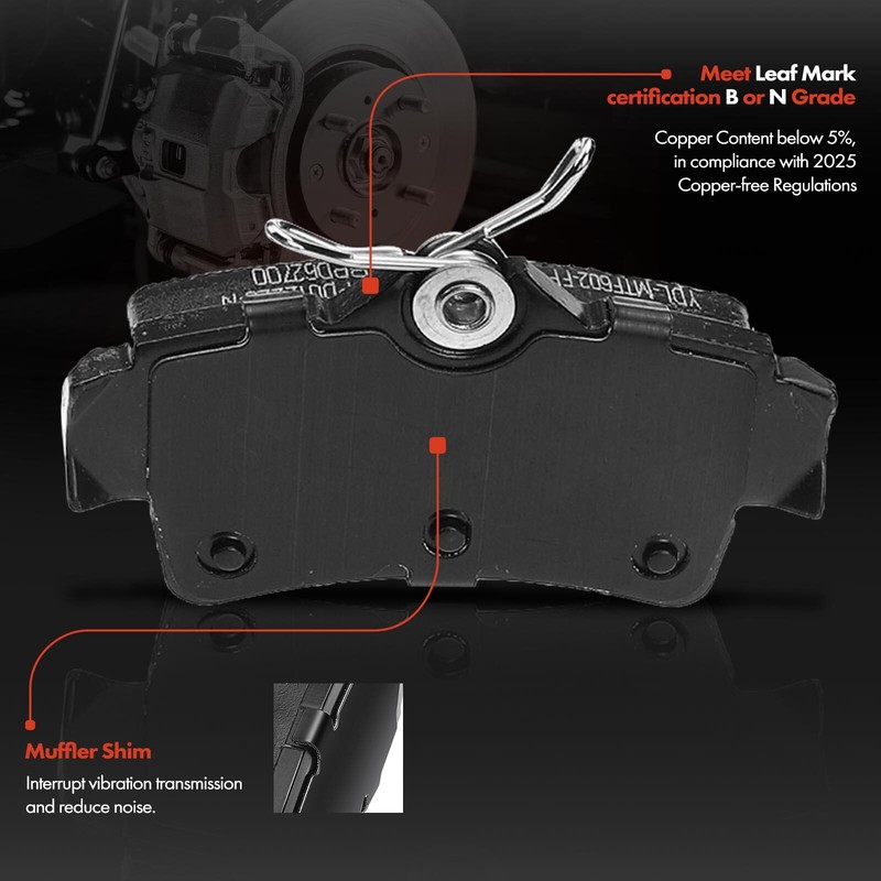 Rear Drilled Brake Rotor & Brake Pad + Brake Caliper for Ford Mustang 1994-1998 gallery