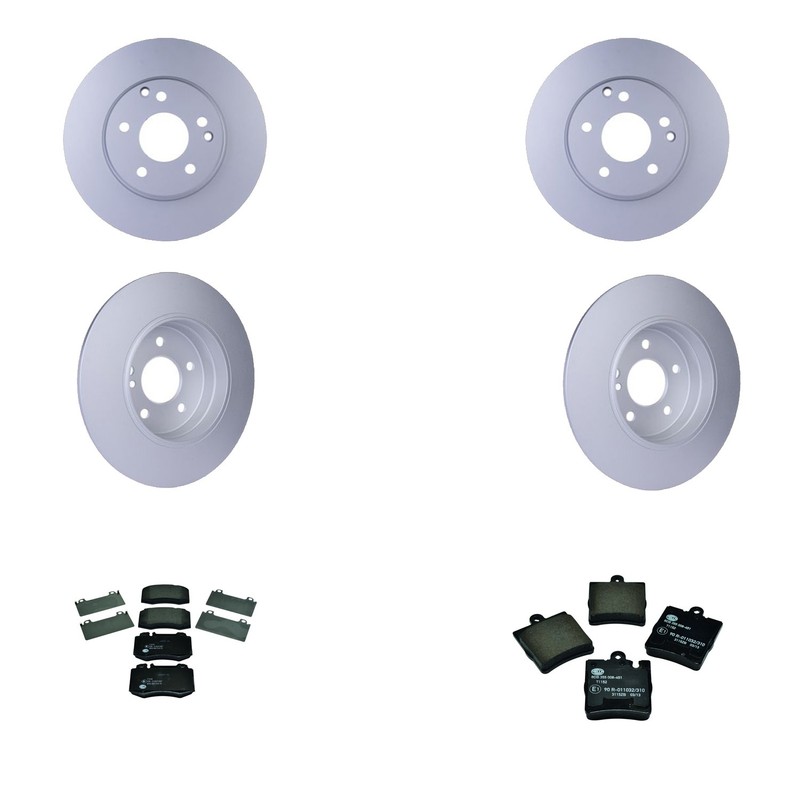 Hella Front & Rear Rotors Low-Met Disc Brake Pad Kit For W203 C240 Base 112.912