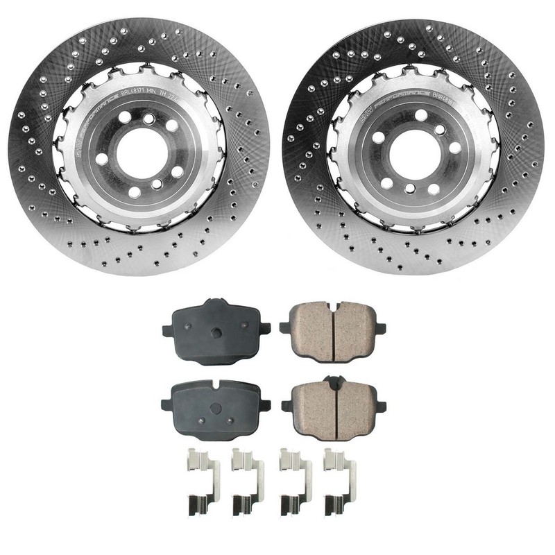 SHW Performance OEM Rear Brake Disc Rotors Akebono Pads Kit for BMW F10 F12 F13