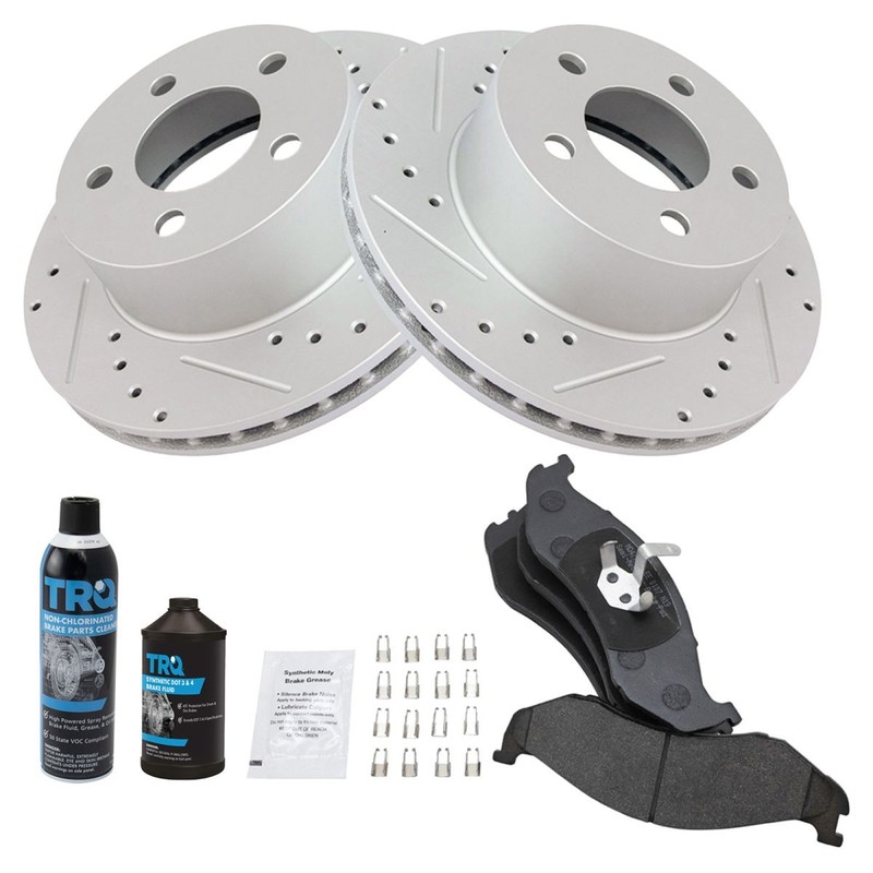 TRQ Performance Brake Rotor Metallic Pad Front Kit w/Chemicals for Jeep gallery