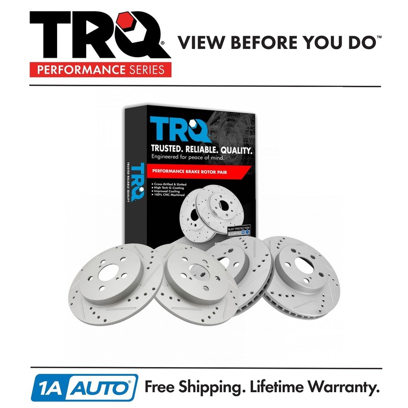 TRQ Front & Rear Replacement Brake Performance Rotor Kit for CT200h Prius