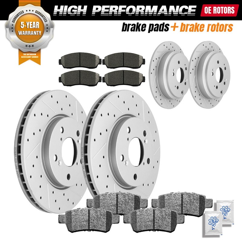 Front Rear Drilled Rotors + Ceramic Brake Pads for 2005 – 2010 Honda Odyssey