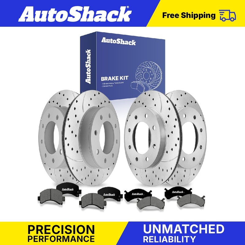 Front Rear Drilled Slotted Rotors Premium Pad for Chevy, Express 2500 03-17