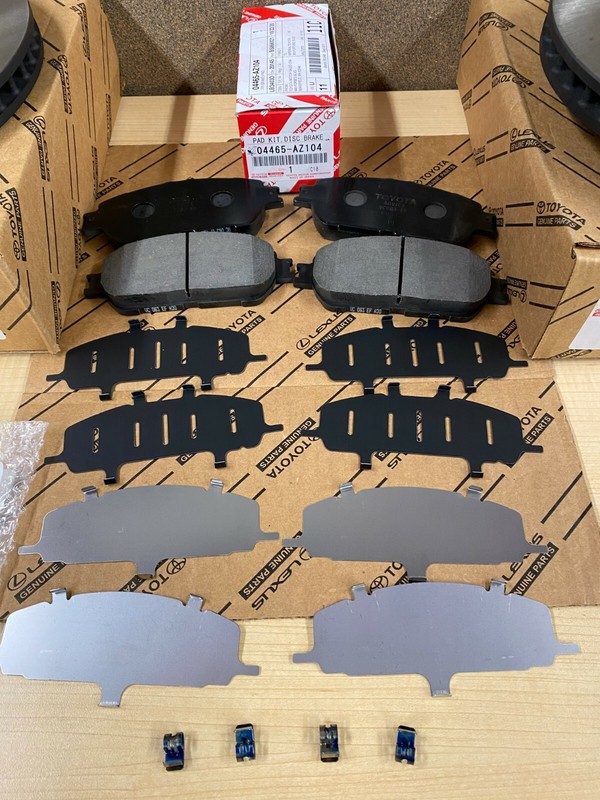 2005-2015 TOYOTA TACOMA 2WD 5 LUG GENUINE FRONT BRAKE ROTORS TCMC PADS & SHIMS gallery