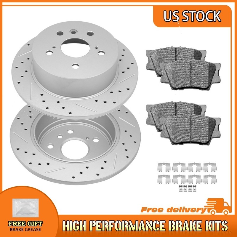 Rear Drilled Brake Rotors Ceramic Pads For Avalon Camry Lexus ES300h ES350