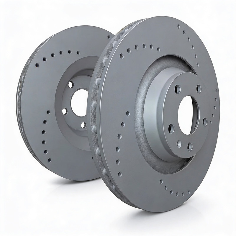 SP Performance C58-308 Cross Drilled GREY Front Rotors 12-13 Volkswagen Golf R