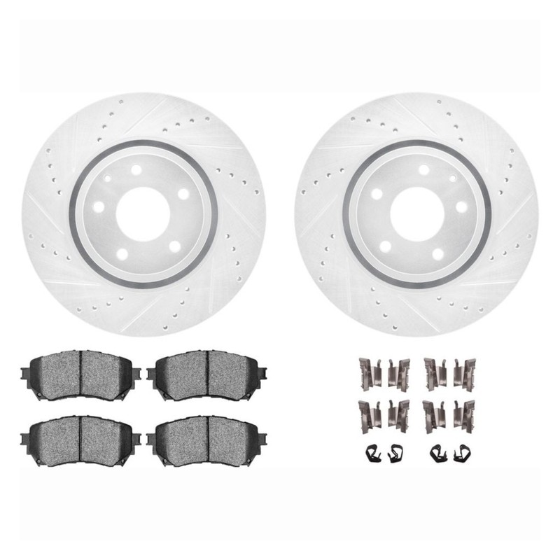 For Mazda 6 2018-2021 Rotor Set | Silver | Drilled And Slotted | With Brake Pads gallery
