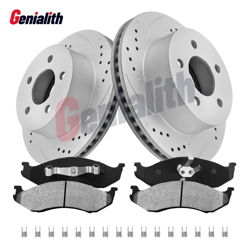 Front Disc Rotors + Ceramic Brake Pads for 1999-2005 2006 Jeep TJ Wrangler