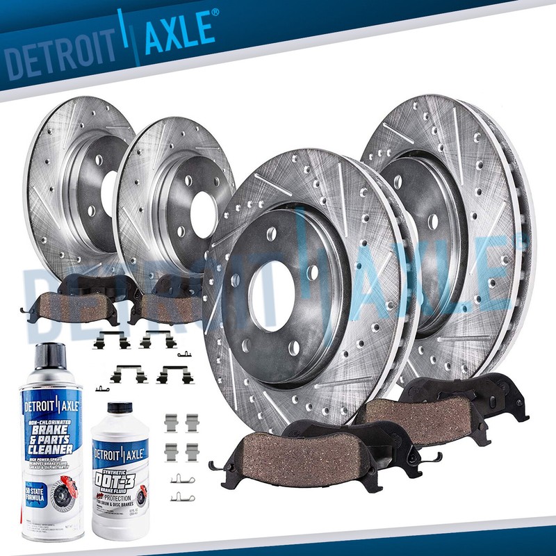 Front & Rear Drilled Rotors + Brake Pads for Dodge Avenger Caliber Jeep Compass