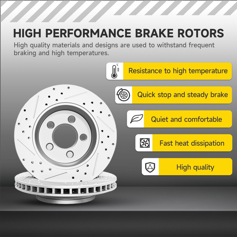 303mm Rear Drilled Rotors + Brake Pads for 2010 - 2017 Chevy Equinox GMC Terrain gallery