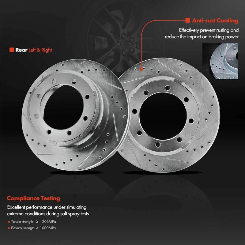 6pcs Rear Drilled Rotors & Ceramic Brake Pad for Ford F-350 Super Duty 2005-2012 gallery