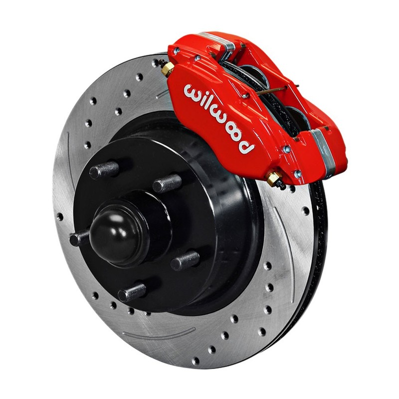 Wilwood Front Disc Brake Kit Dynalite Mustang 65-69 4-Piston Red Drilled/ Slo...