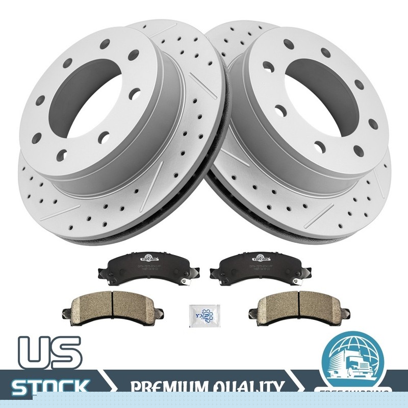 Rear Drilled Brake Rotors Brake Pads for Chevrolet GMC Express Savana 2500 3500