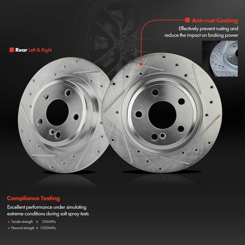 2Pcs Rear Side Drilled Brake Rotors for INFINITI QX30 17-19 Mercedes-Benz CLA250 gallery