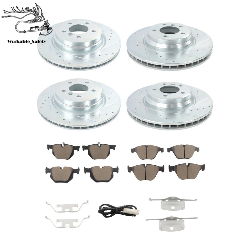 Drilled Brake Rotors & Ceramic Pads for BMW E92 335d 335i 335is Front and Rear