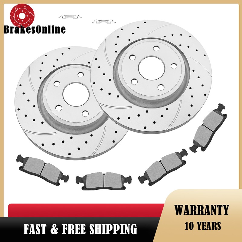 350mm Front Brake Rotors Pads Kits for Durang 2012-2020 Drilled Slotted Brakes