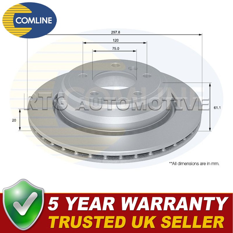 Comline Rear Brake Disc Fits BMW 5 Series 1995-2004 Alpina B10 1996-2002 #1