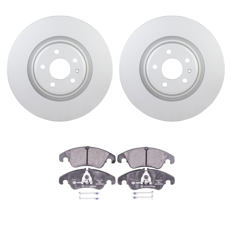 Bosch QuietCast Front Rotors Hella Low-Met Disc Brake Pad Kit For Q5 FHEV 13-14