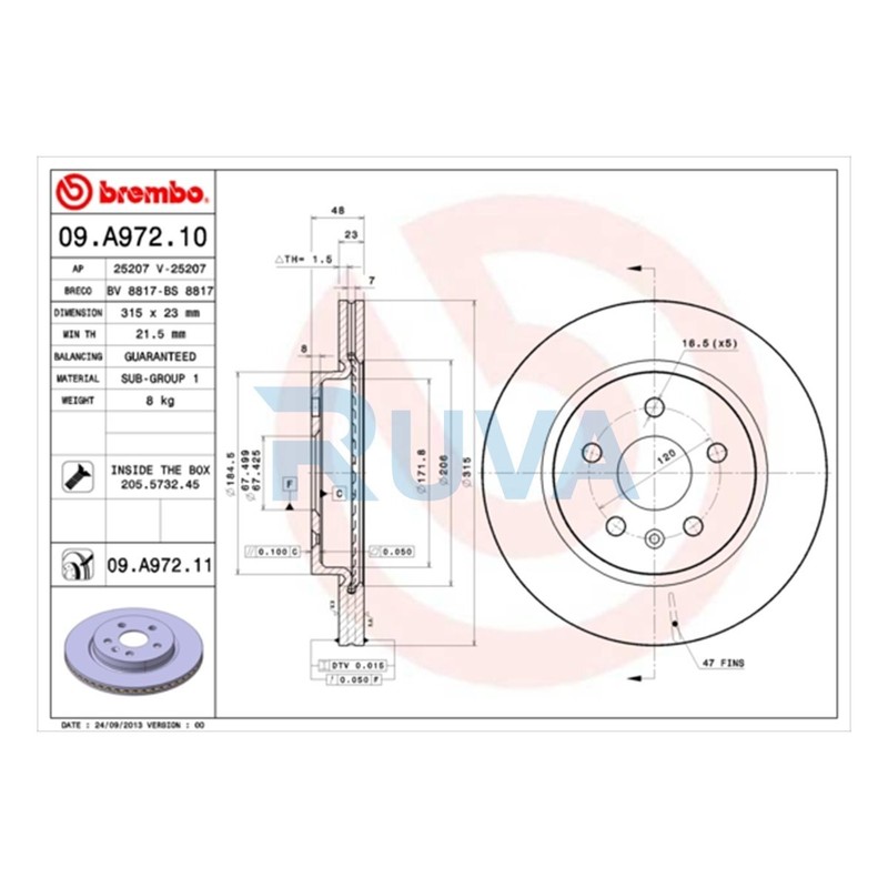 Fits Vauxhall Insignia 2008-2017 + Other Models Ruva Rear Brake Discs #2 gallery