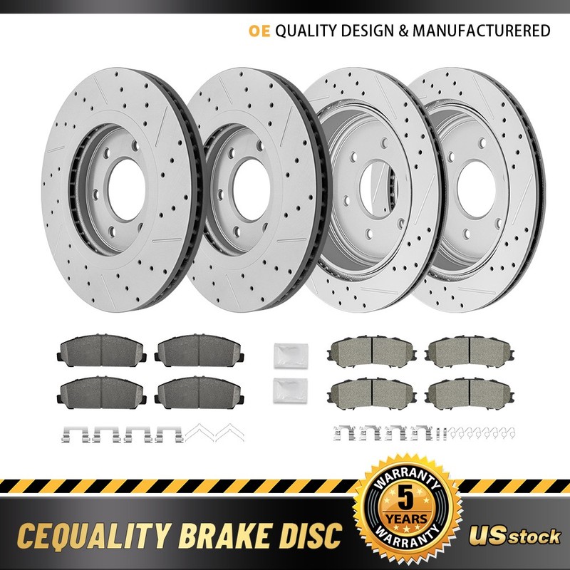 Front & Rear Disc Brake Rotors Ceramic Brake Pads for 2017 – 2023 Nissan Titan