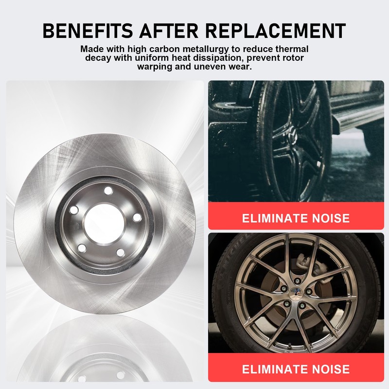 Front & Rear Disc Rotors + Ceramic Brake Pads for Nissan Rogue 2008-2013 5-Lug gallery