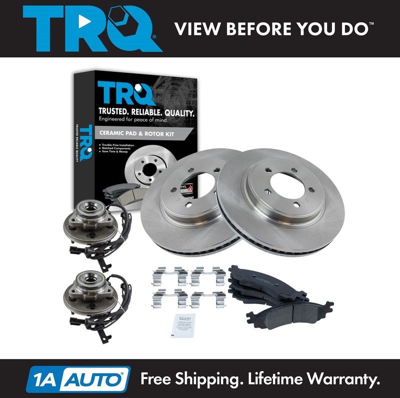 TRQ Front Ceramic Disc Brake Pad Rotor & Hub Kit for Ford Mercury Truck SUV
