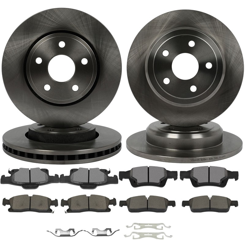 Front & Rear Brake Rotors + Brake Pads For Durango Grand Cherokee 2011-2020 2021