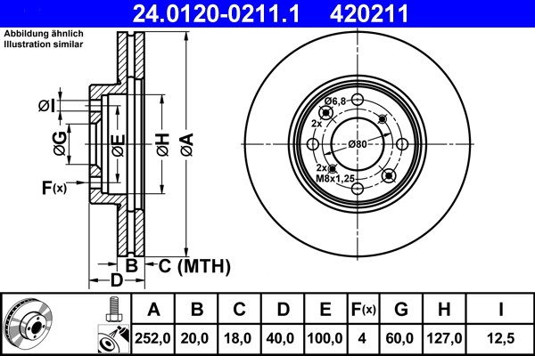 ATE 24.0120-0211.1 Brake Disc for Opel, Suzuki, Vauxhall