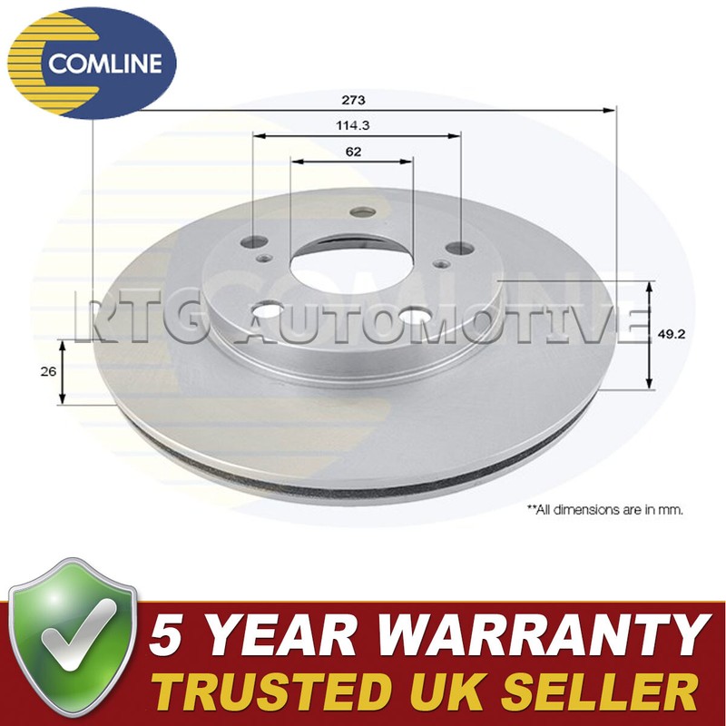 Comline Front Brake Disc Fits Toyota Auris 2006-2012 Corolla 2004-2014 #1