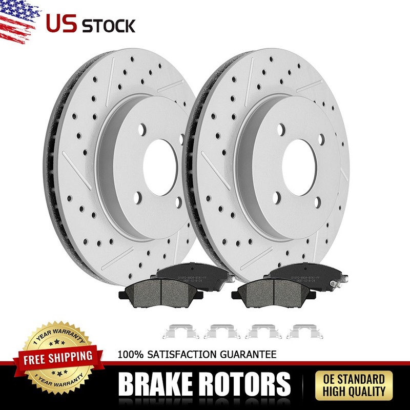 Front Drilled Brake Rotors+Ceramic Pads Set for 2014-19 Nissan Versa Note Versa