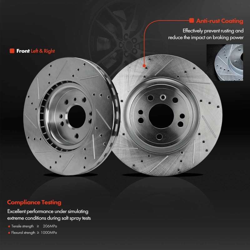 12Pcs Front & Rear Drilled Brake Rotors & Ceramic Pads for Mercedes-Benz GLE300d gallery