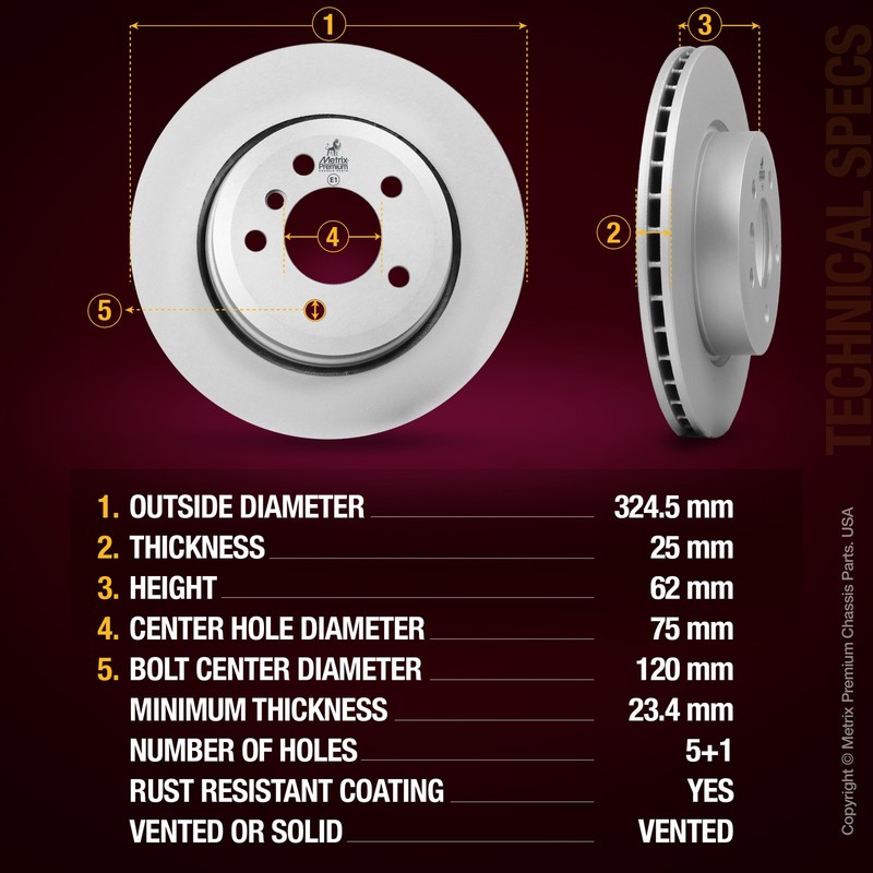 Front Disc Brake Rotor for 2004-2010 BMW X3 34113400151 12.78 in gallery