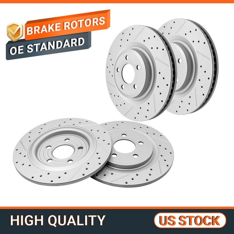 13.58″ Front + 12.60″ Rear Drilled Disc Rotors for 2020 2021-2025 Ford Explorer