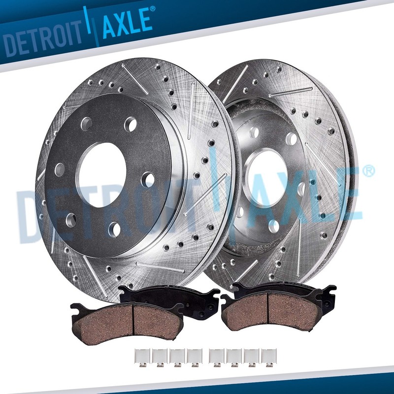 For 2010 - 2020 Ford F-150 Lincoln Navigator Front Drilled Rotors Brakes Pads