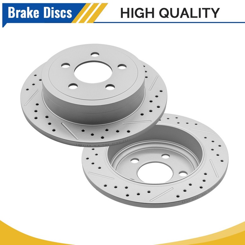 Rear Drilled Brake Rotors For 2003 2004 2005 2006 2007 Jeep TJ Liberty Wrangler