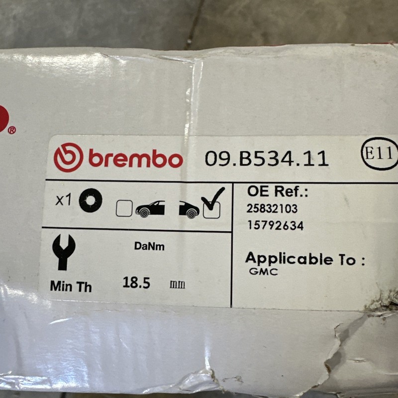 One New Brembo Disc Brake Rotor Rear 09B53411 Cadillac Chevrolet GMC. Open Box gallery