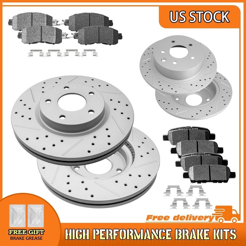 Front & Rear Drilled Brake Rotors Ceramic Brake Pads For Nissan Altima 2013-2020