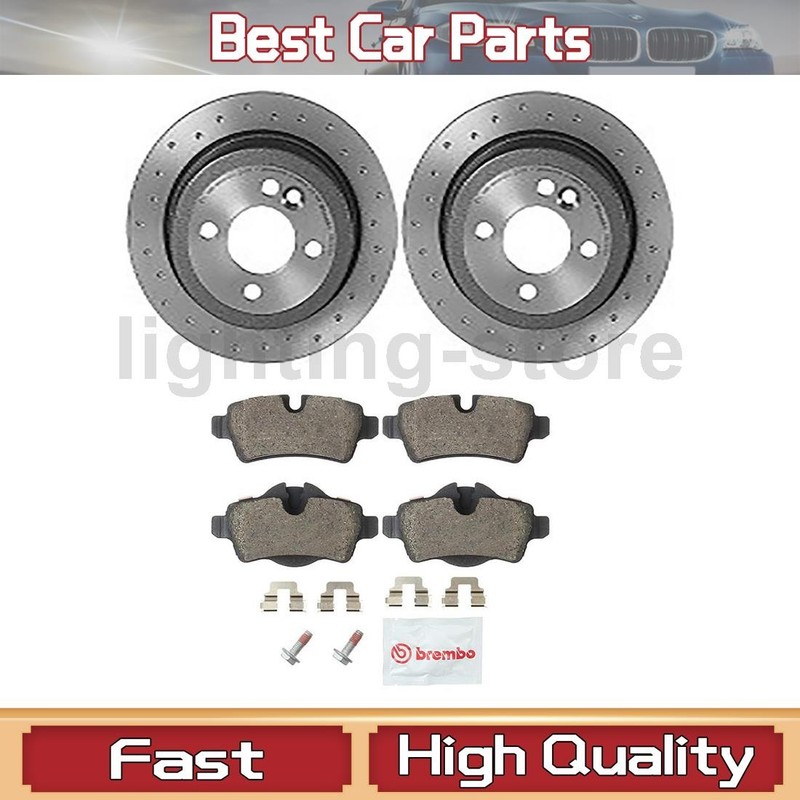 Rear Disc Brake Pad Set Disc Brake Rotor 3X Brembo For Mini Cooper 2007 2015