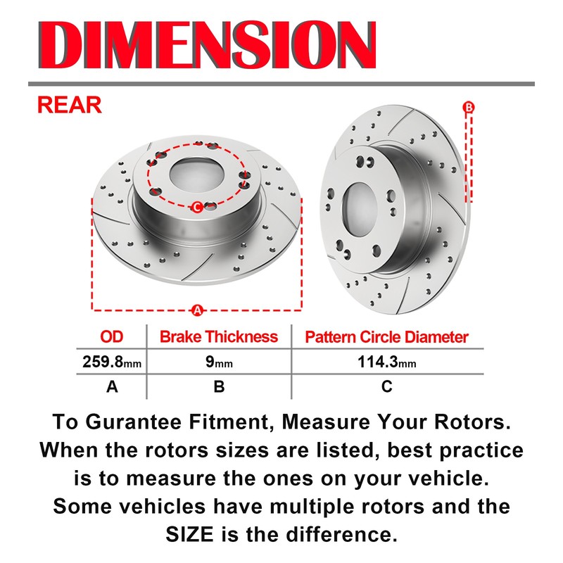 300mm Front Rear Slotted Brake Rotors Disc Pads Kit Fit for Honda Accord Brakes gallery
