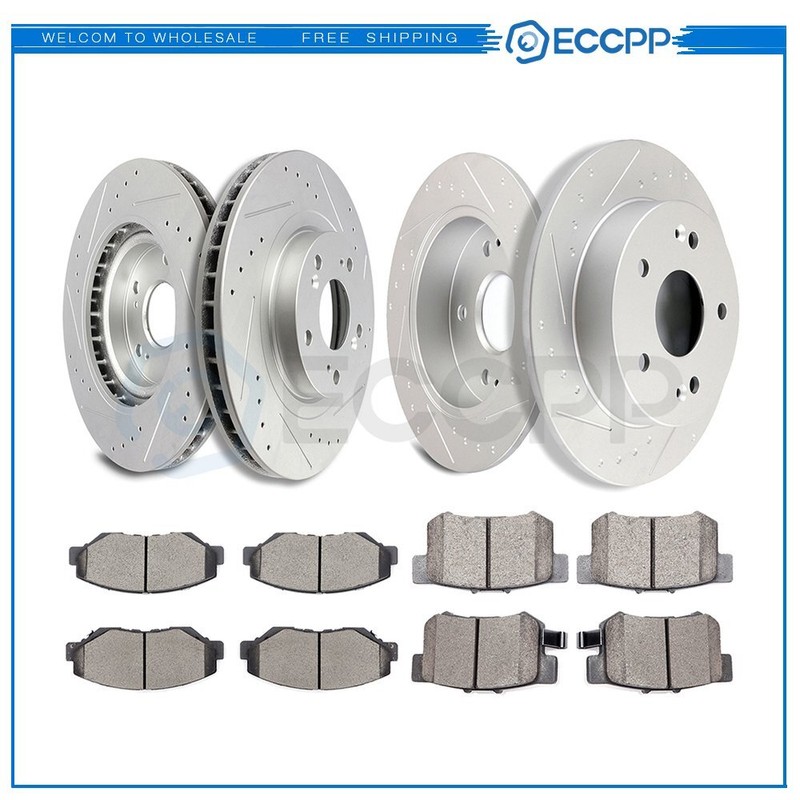 Ceramic Brake Pads And Rotors Front Rear For Honda Civic Si 2.4L 2012-2015