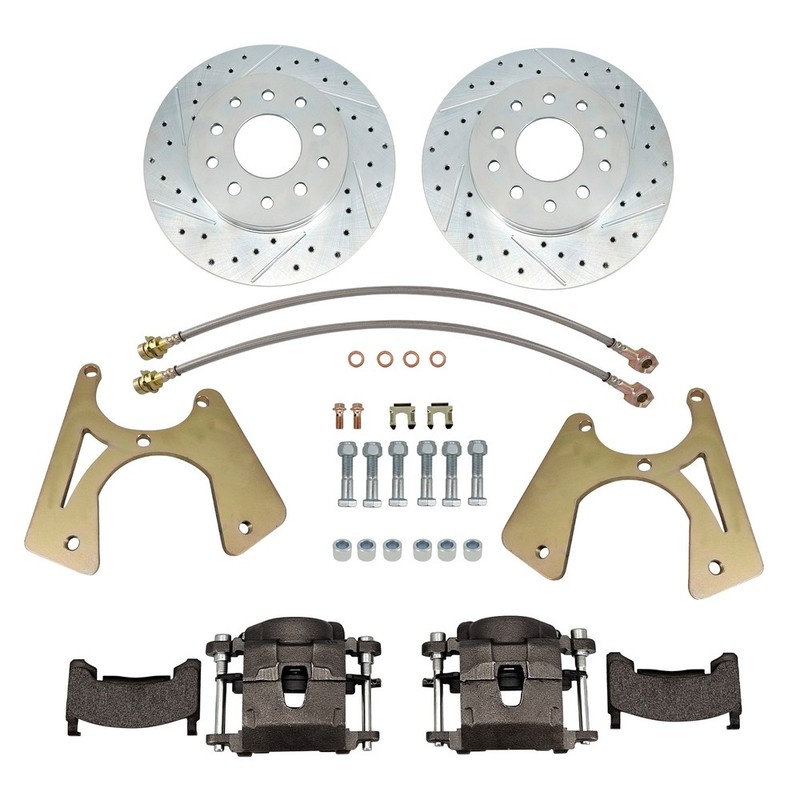 Bolt-On Rear Disc Brake Conversion Kit For GM 10 & 12 drilled and slotted rotors gallery