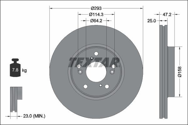 2X Textar 92321303 Front Brake Discs 293mm Vented Fits Honda Accord Elysion Hr-v