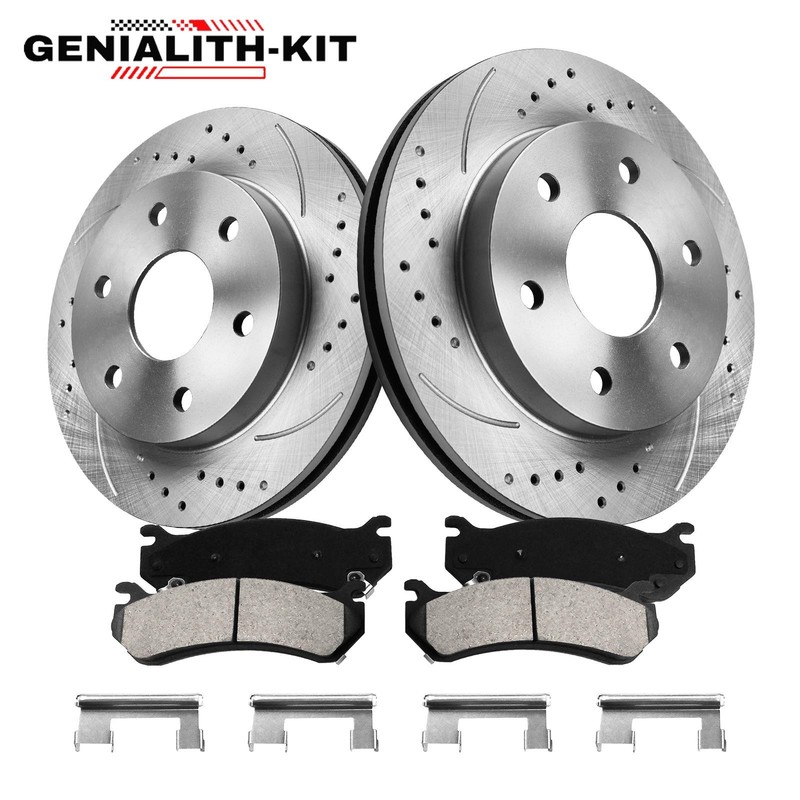 Front Rear Drilled Rotors Brake Pads for Chevy GMC Tahoe Silverado Sierra 1500